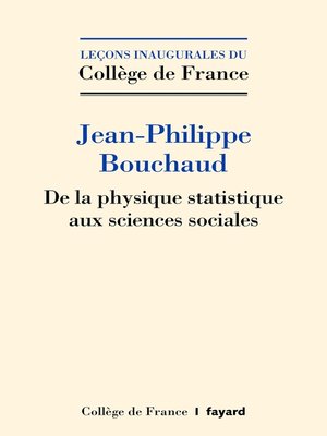 cover image of De la physique statistique aux sciences sociales